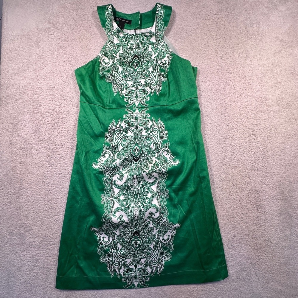 Y2K‎ INC International Concepts Green Paisley Halter Dress Party Cocktail Size 6